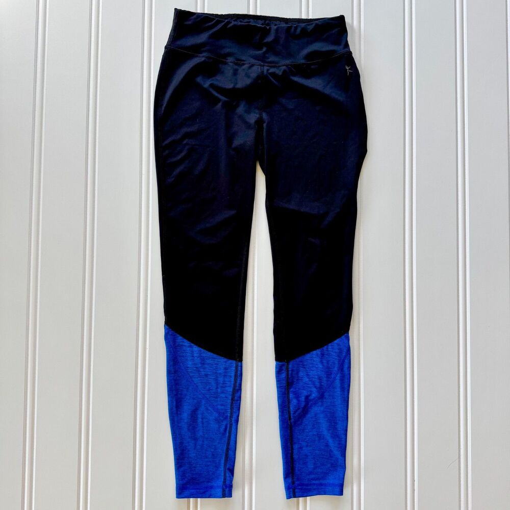Danskin Black & Blue Colorblock Athletic Workout Fitted Leggings - Picture 2 of 5